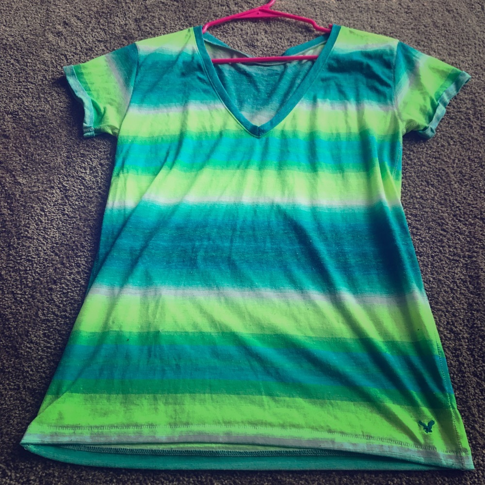 Multicolored v-neck t-shirt American Eagle